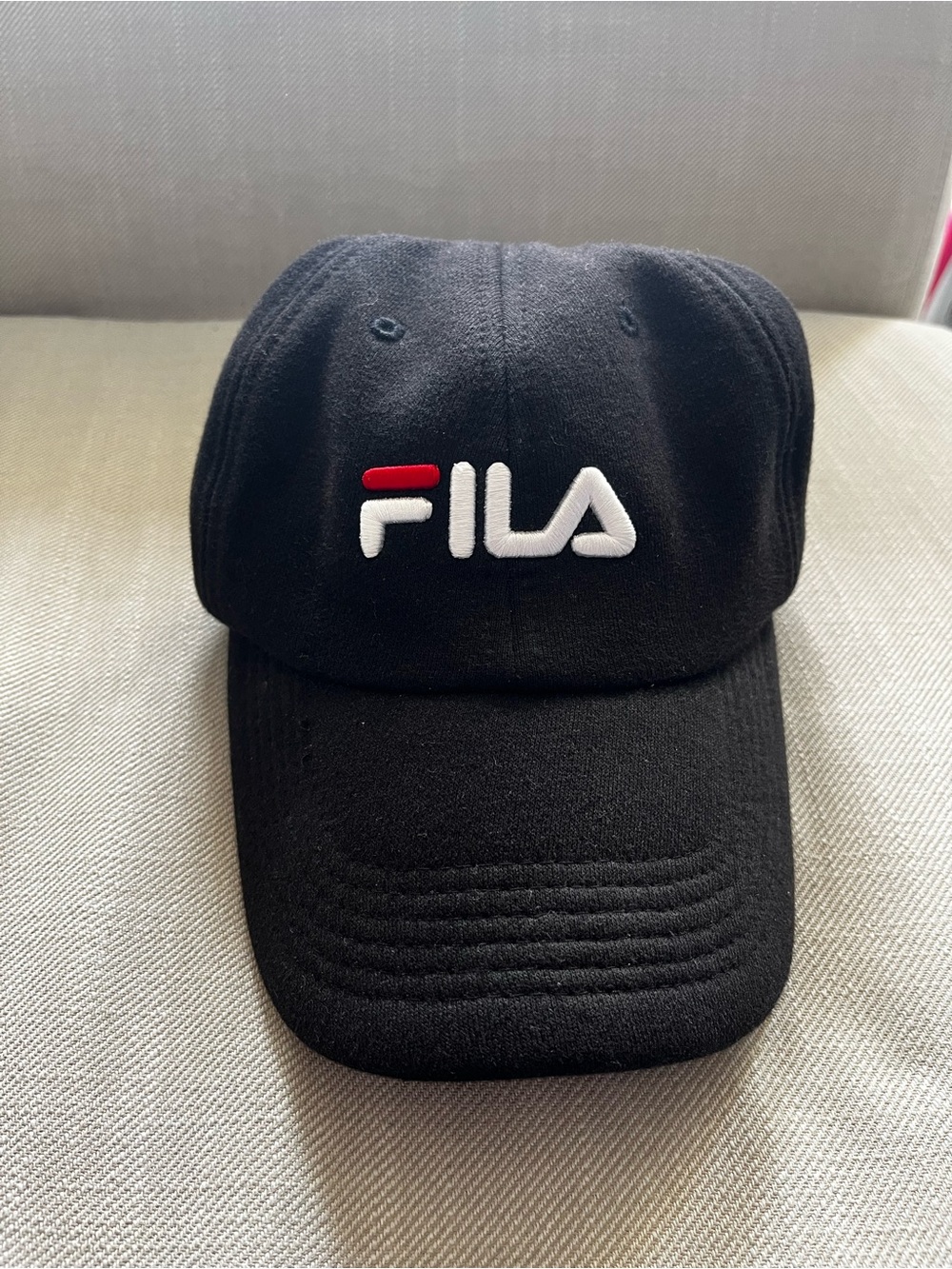 Fila Black Baseball Cap with White & Red Logo